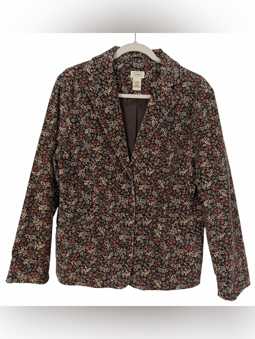 Vintage L.L.Bean Floral Corduroy Blazer Academia Cottagecore Size 12 Petite